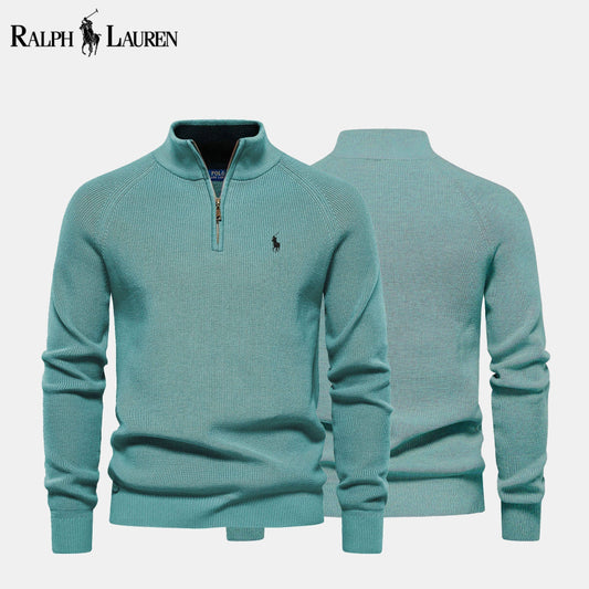RL Zip Cable-Knit Wool Knit Sweater